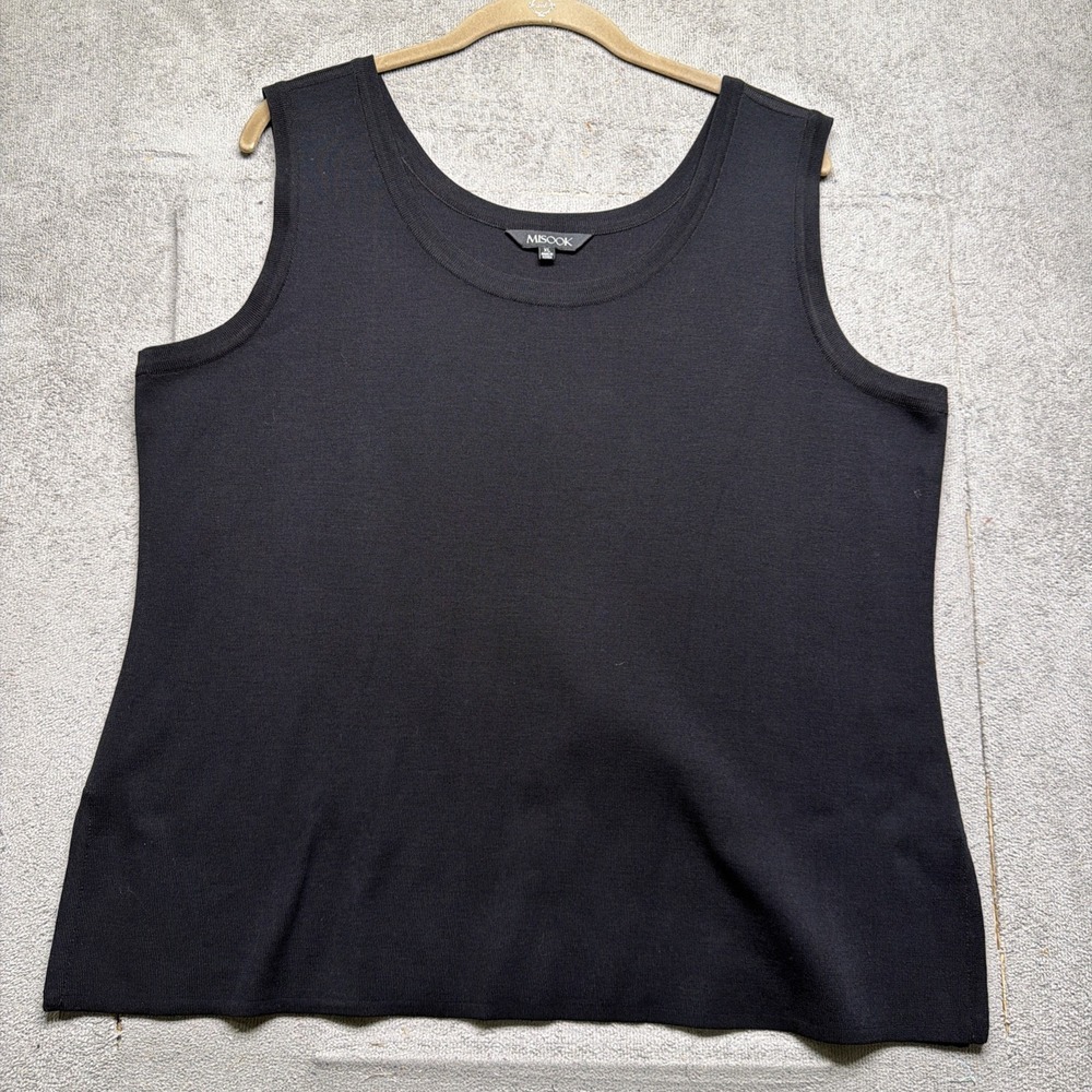 Misook Black Knit‎ Top and Pants Set Women's XL Sleeveless Top Pull On Pants - Picture 2 of 16